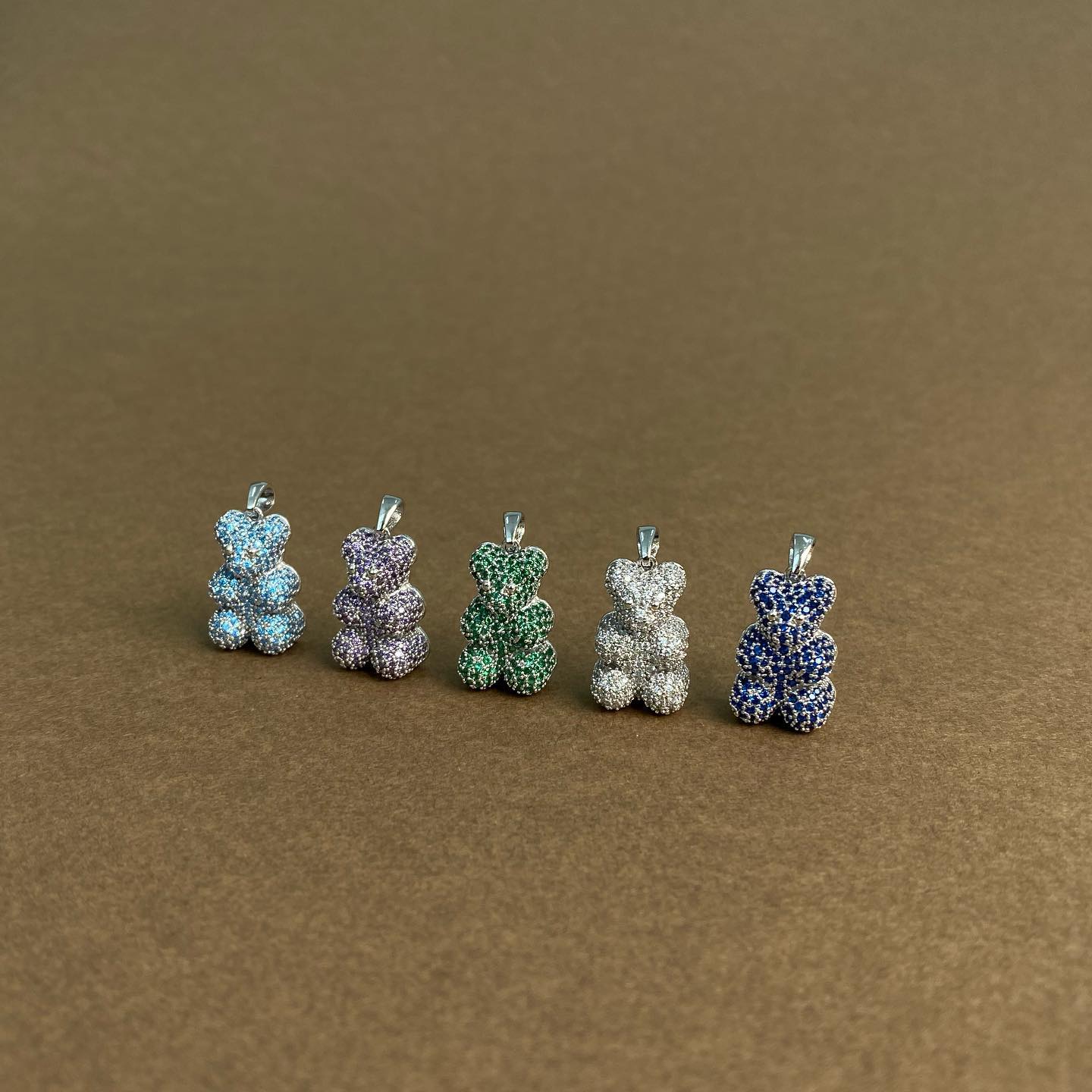 Luxurious Gummy Bear Pendant Studded in Sterling Silver