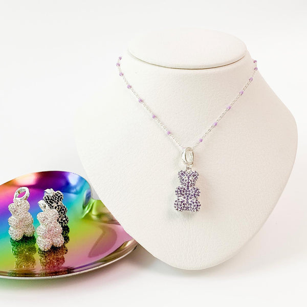 Luxurious Gummy Bear Pendant Studded in Sterling Silver